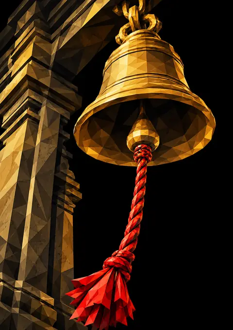 The Temple Bell poster, Low-poly geometric