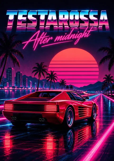 Testarossa poster, Synthwave poster