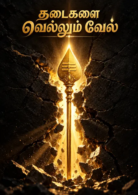 Thadaigalai Vellum Vel poster, Dramatic light on rock