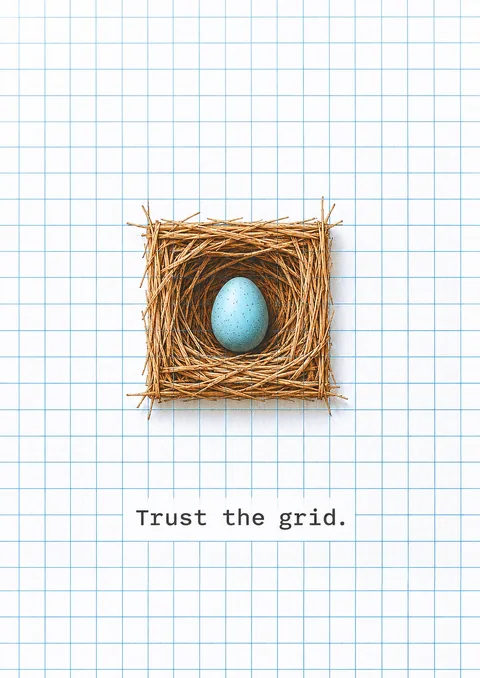Trust the Grid poster, Line illustration