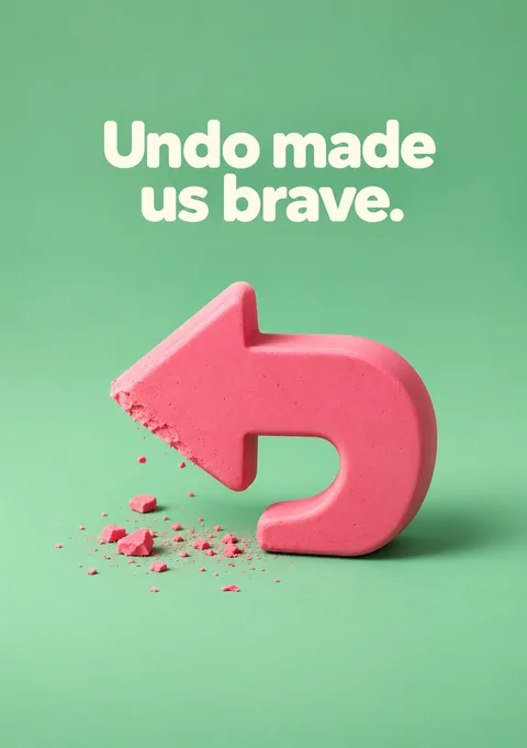 Undo Made Us Brave poster, Clay 3D render