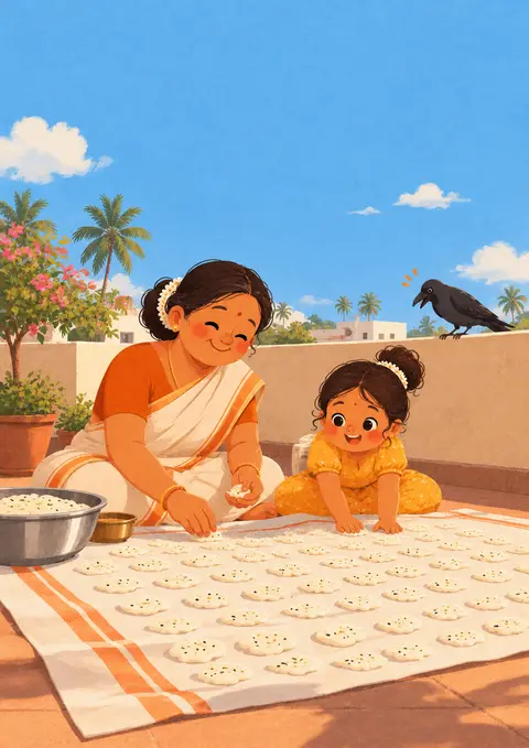 Vadam on the Terrace poster, Cute flat illustration