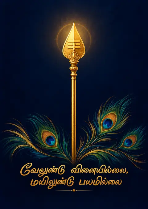 Velundu Vinaiyillai poster, Painterly, gold on midnight
