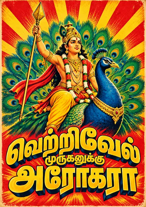 Vetrivel Muruganukku Arohara poster, Vintage cinema poster