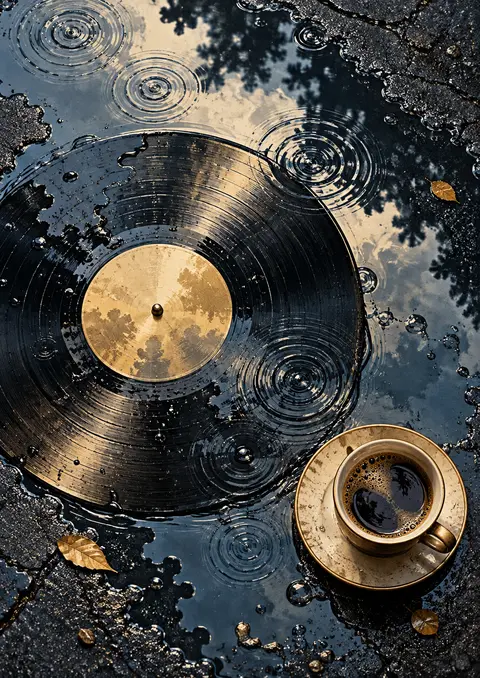 Vinyl Monsoon poster, Top-down editorial painting