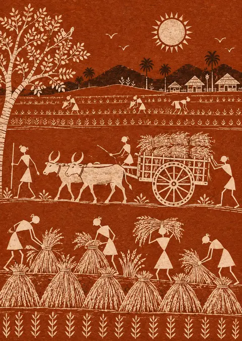 Warli Harvest poster, Warli folk art