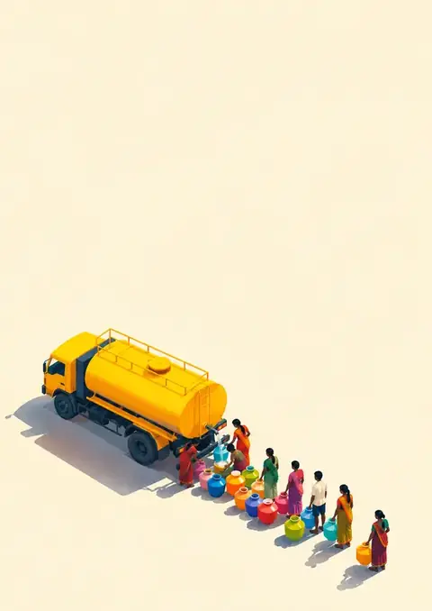 The Water Lorry poster, Minimal isometric illustration