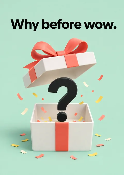 Why Before Wow poster, Minimal 3D render