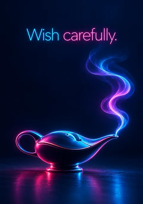 Wish Carefully poster, Neon line art