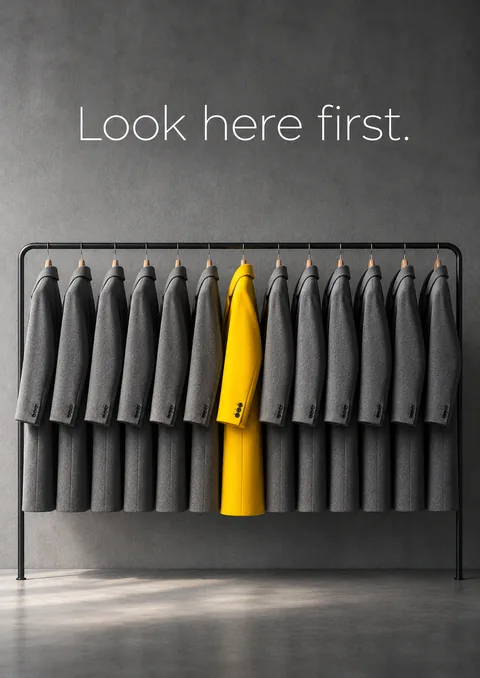 Look Here First poster, Editorial photograph